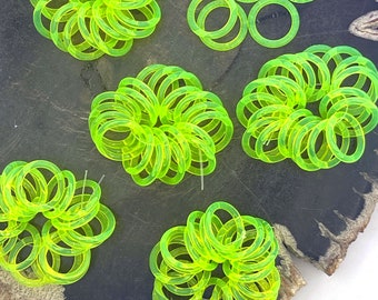 Neon Yellow Vintage German Resin Rings, 18mm, 20 Beads, DIY Jewelry Making, Macrame Beads, Fluorescent Yellow Beads, Beaded Jewelry