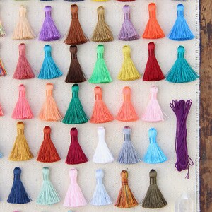 Mini Silky Jewelry Making Tassels, 1.25 Mini Silky Earring Tassels, Handmade Fair Labor Silky Tassel Supplier, High Quality, 8 Pieces image 4