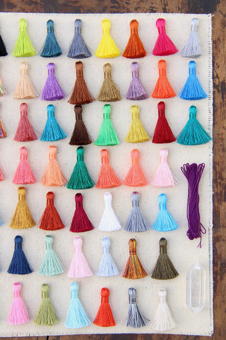 Mini Silky Jewelry Making Tassels, 1.25 Mini Silky Earring Tassels, Handmade Fair Labor Silky Tassel Supplier, High Quality, 8 Pieces image 4