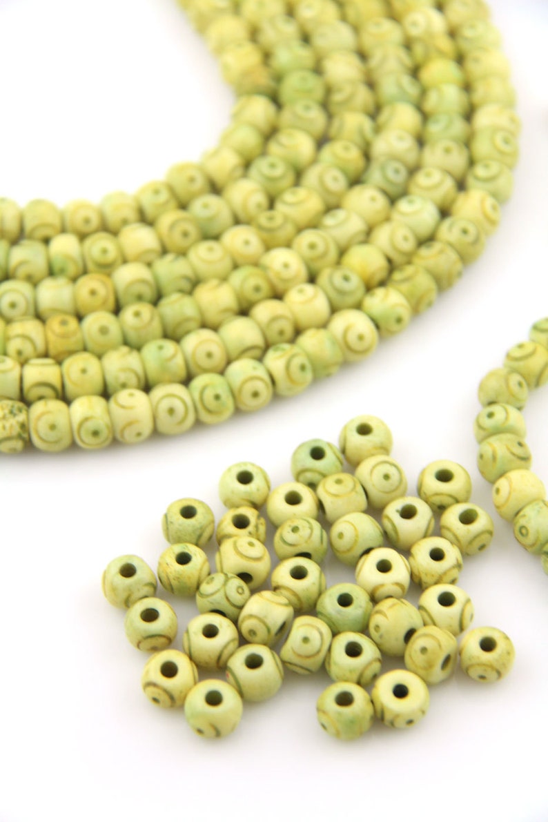 Target Bone Beads Large Hole Yellow Green Rondelle 8x6mm Etsy