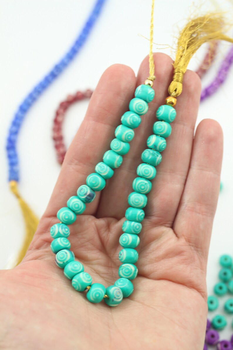 Tiny Target Carved Rondelle Bone Beads 8x6mm Bohemian Etsy