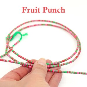 3mm Vinyl Record Beads: African Waist Beads, Authentic Ghanaian Heishi Ethnic Handmade Boho Spacers, Outer Banks Style, You Choose Colors Fruit Punch