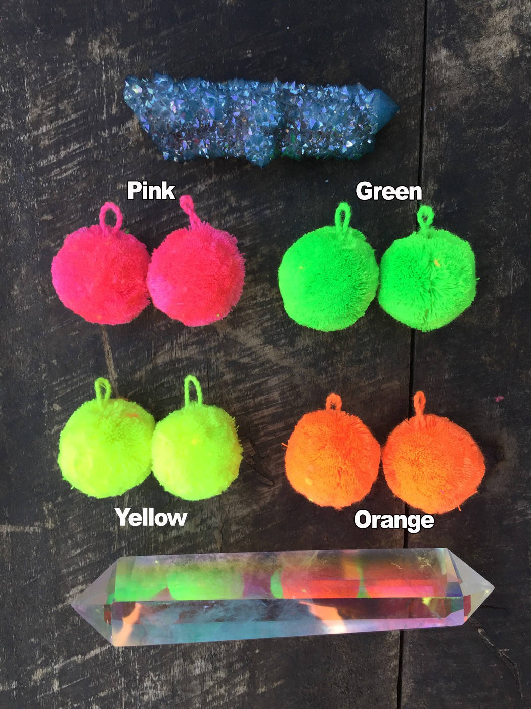 NEON Pom Poms With Loops for Jewelry Making Handmade Pom Pom Etsy