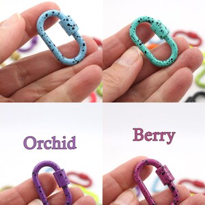 Enamel Carabiner Oval Screw Lock Clasp, Splatter Paint, Bag Charm, 37x22mm, Jewelry Making, DIY Crafts, Keychain image 4