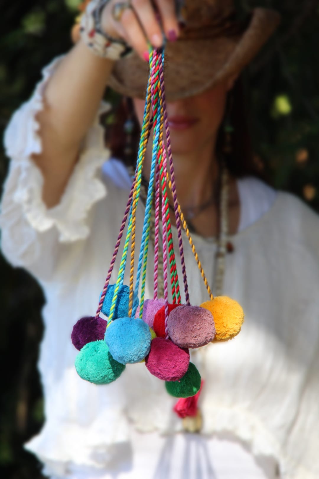 Offray Acrylic Yarn Pom Poms Great for Decorating Apparel & Creative DIY Craft Ideas - Blue - 1.5 in