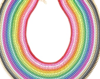 Enamel Box Chain Necklace, Adjustable Unisex Jewelry, 16 inch chain, 3 inch extender, DIY Charm Necklaces, Designer Quality