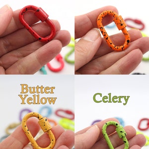 Enamel Carabiner Oval Screw Lock Clasp, Splatter Paint, Bag Charm, 37x22mm, Jewelry Making, DIY Crafts, Keychain image 3