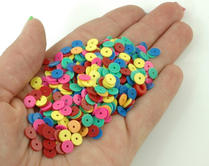 Bright African Vinyl Record Disc Beads / Loose Neon Rainbow Etsy