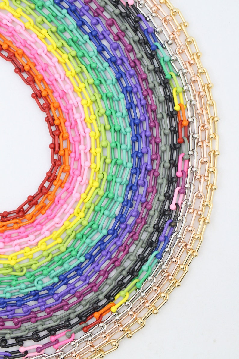Enamel Pop Chain Necklaces, 1980's Style Metal Necklace for Charms ...