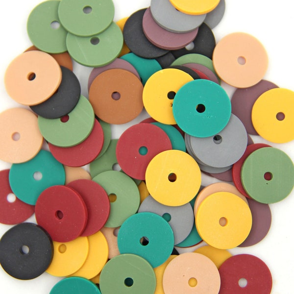 Polymer Clay Grab Bags: 18mm Heishi Disc Beads, Earthy Rainbow, Jewelry Making, Big Dreams, Large Multi-Colored Charms, Lightweight Beads