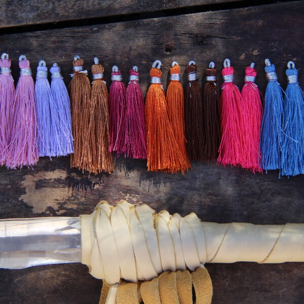 Marrakech Art Silk Tassels from India, Rich Spice Colors, Jewelry Making Tassels, Craft Supplies, 2", 16 tassels. Spring Trend, Pink, Purple