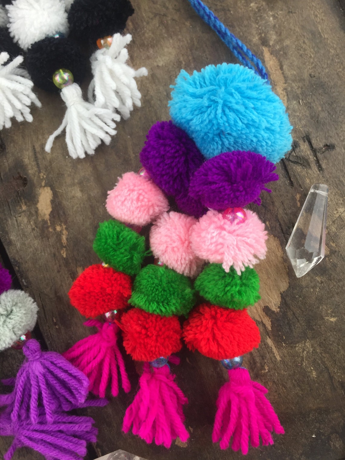 Pom Pom Bag Charms Summer Swag Bright Tassel Keychain Easy Etsy