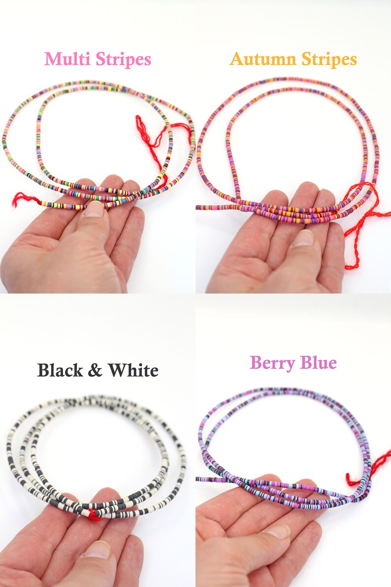 3mm Vinyl Record Beads: African Waist Beads, Authentic Ghanaian Heishi Ethnic Handmade Boho Spacers, Outer Banks Style, You Choose Colors bild 5