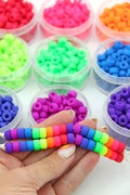 Matte Neon Pony Beads, Czech Glass, 10 pieces, Beaded Jewelry Making, DIY Crafts, Macrame Beads, Large Hole Bead Charms, 9x6mm, 4mm hole