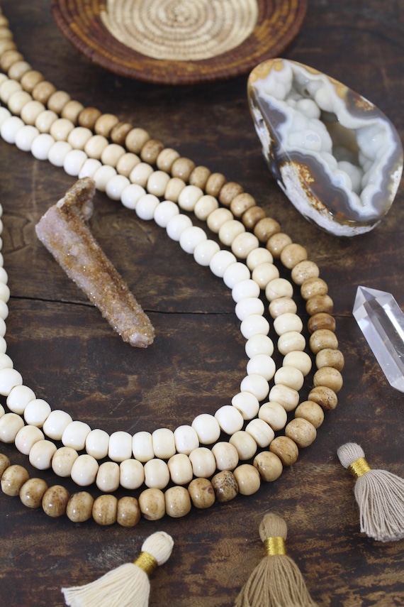 108 Bead Mala 10mm Neutral Yoga Inspired Jewelry Beaded Boho