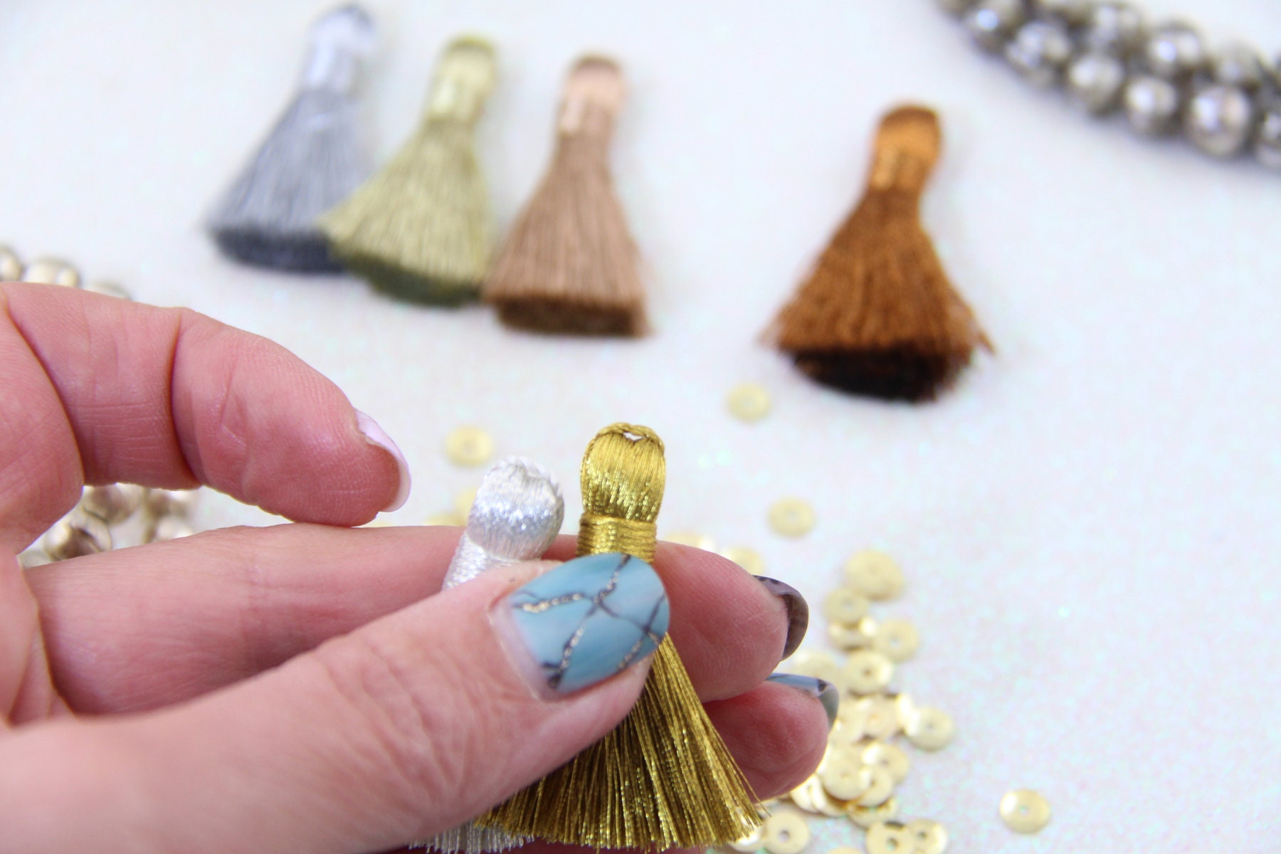 Metallic Tassels: 1.25 Handmade Tassels for Making Earrings/Jewelry