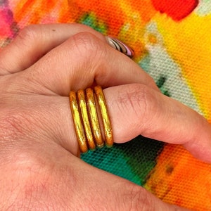 Thai Buddhist Temple Rings, Rush, Colorful Kumlai, 4 Sizes Available, Gold Leaf Mantra Prayer Jewelry, Amulet, 1 Ring, Waterproof Jewelry image 4