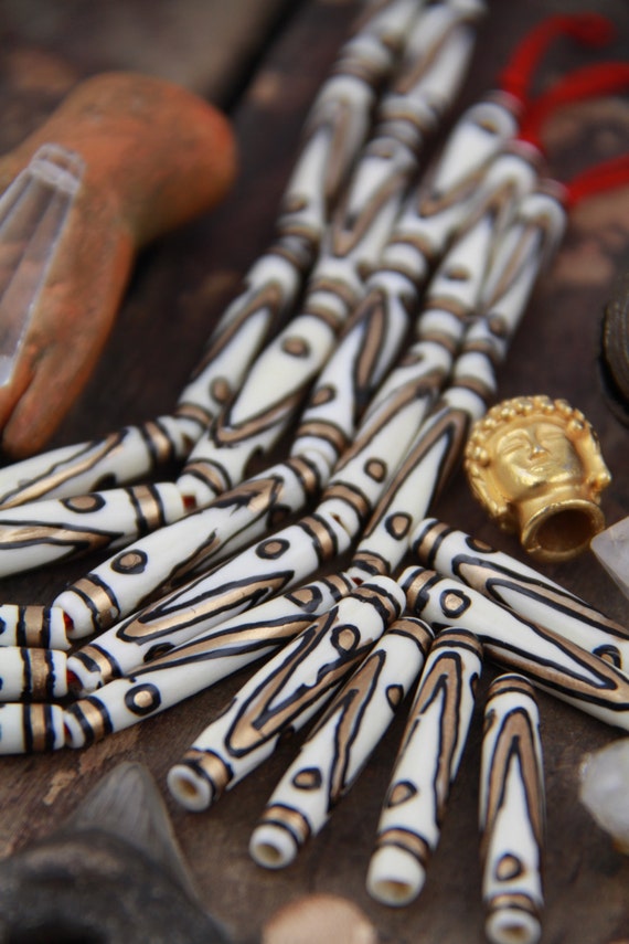 Black White Horn Bone Hair Pipe Tube Bead Strand Hairpin Jewelry Craft Accessory Black White Horn Bone Hair Pipe Tube Bead Strand Hairpin Jewelry Craft Accessory