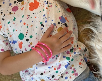Kids Rainbow Thai Buddhist Temple Bracelets, Mantra Bangle, Kumlai, Sizes Available, Gold Leaf Mantra Prayer Bangles, Amulet, 1 Bangle