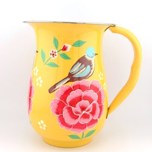 Floral Handpainted Stainless Steel Water Pitcher, Vase, from Kashmir, Serving Ware, Hostess Gift, Coquette Style image 5