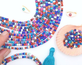 Colored Wood Beads, Handmade 4mm Spacers, Blue, Red, Pink, Multicolor Stained Beads, DIY Craft, Macrame, Beaded Jewelry Making, 90+ pieces
