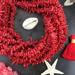 Red Branch Coral Stick Beads: Destash Closeout Sale, 2x10mm, Craft Jewelry Making Supplies, Natural Spacers, Southwestern Style, 10 Strands