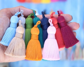 Plush Cotton Tassels for Jewelry, Twisted Rope Binding, Decorative Tassels, 2.75", Passementerie, Tassle Pendant, DIY Home Decor Fringe