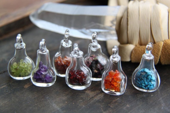 Tiny glass shop bottle charms