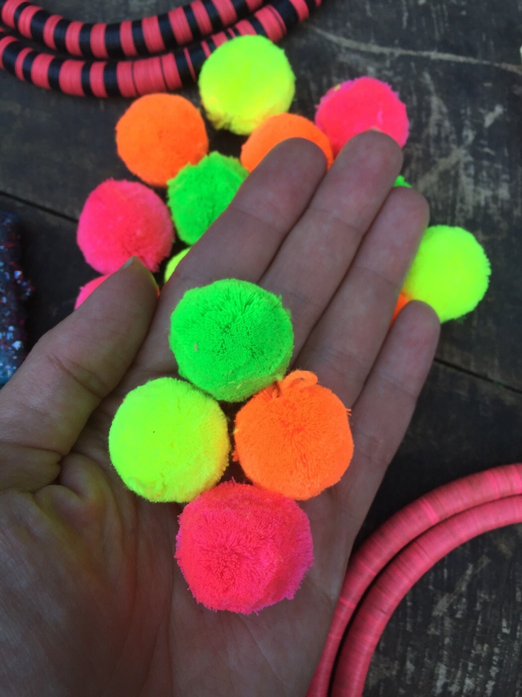 NEON Pom Poms With Loops for Jewelry Making Handmade Pom Pom Etsy