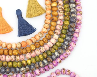 Speckled Rondelle Bone Beads, 8mm Charms, 5 Earthy Color Options, Neutral Spacers, DIY Jewelry Making, Macrame, Craft Supplies, Hand Carved