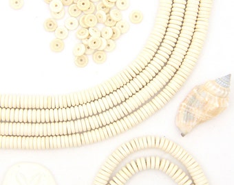 Cream Bone Beads: Neutral Off-White Rondelle Spacer Discs, 7x2mm, DIY Jewelry Making, Macrame Beads, Rondelle Spacers, Beaded Jewelry