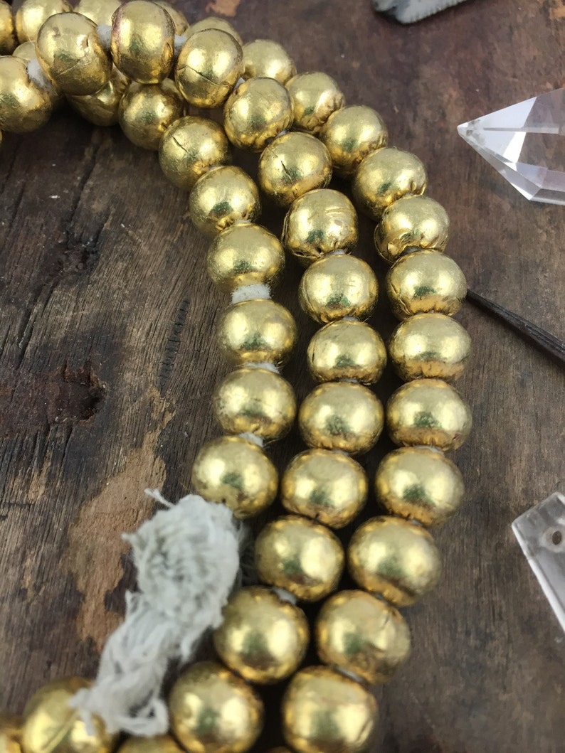 32 strand Jewelry Making Supplies Silver Boho Necklace Gold Round Brass Seam Beads African Metal Spacer Beads 8mm Non-Tarnish Metal