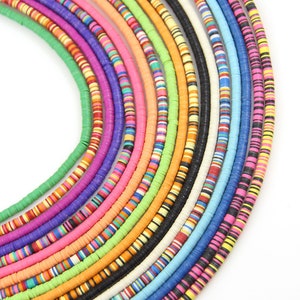 4mm Vinyl Record Beads: African Waist Beads, Assorted Vulcanite, Ghanaian Rubber Heishi Spacers, Handmade Beads | Choose from 17 Colors