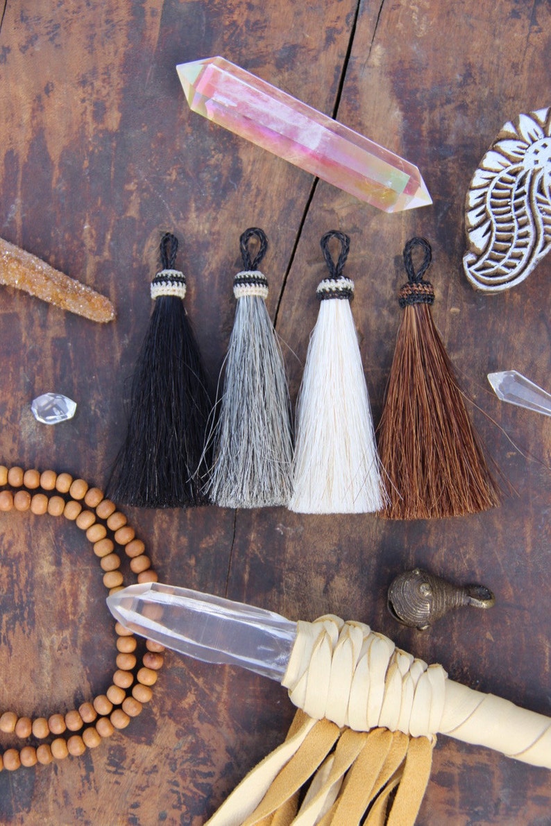 Horse Hair Tassels: Handmade, Natural Colors, Rustic Bohemian Jewelry Making Supply, Keychain, Western, 4.5' 1 Tassel 