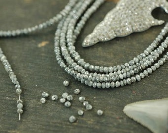 A Girls' Best Friend: Natürliche graue Diamanten facettierte Rondelle Perlen / 15 Perlen 2x1.5mm, 1 "/ Organische Edelsteine, Schmuckherstellung