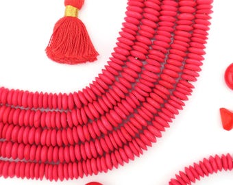 8mm Bright Red Saucer Discs, 90 beads, DIY Beaded Crafts, Jewelry Making, Macrame