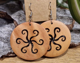 Wooden Earrings, handmade, hypoallergenic