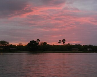 African Sunset Landscape Print, Ivory Coast Evening Glow (Digital Download)