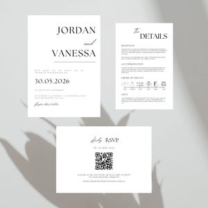 Editable Minimalist Wedding Invitation Template Bundle, Modern Invite Suite, RSVP Cards, Elegant Printable Details Set, Instant Download