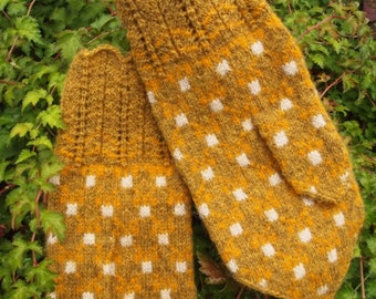 Finely Hand Knitted Estonian Mittens in Bronze Tones FREE SHIPPING for men and women