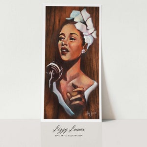 Billy Holiday Poster, Celebrity Print, Portrait Painting, Oil Painting, Rustic Wall Decor, Art Print