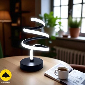 Modern Spiral LED Table Lamp – Minimalist Night Light for Bedroom, Living Room or Office, Ambient Decorative Lighting