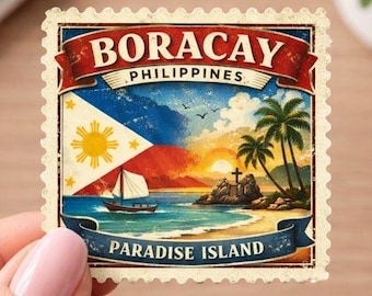 Boracay Philippinen Aufkleber | Vintage Reise Stempel Island Sticker | Philippinischer Stolz Vinyl Aufkleber | Tropischer Strand-Andenken-Geschenk