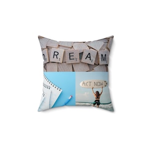 Dream & Create Throw Pillow: Inspirational Home Decor Cushion