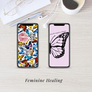 Butterfly Phone Wallpaper Pack | Self Love Affirmations, Feminine Healing (Digital Download)