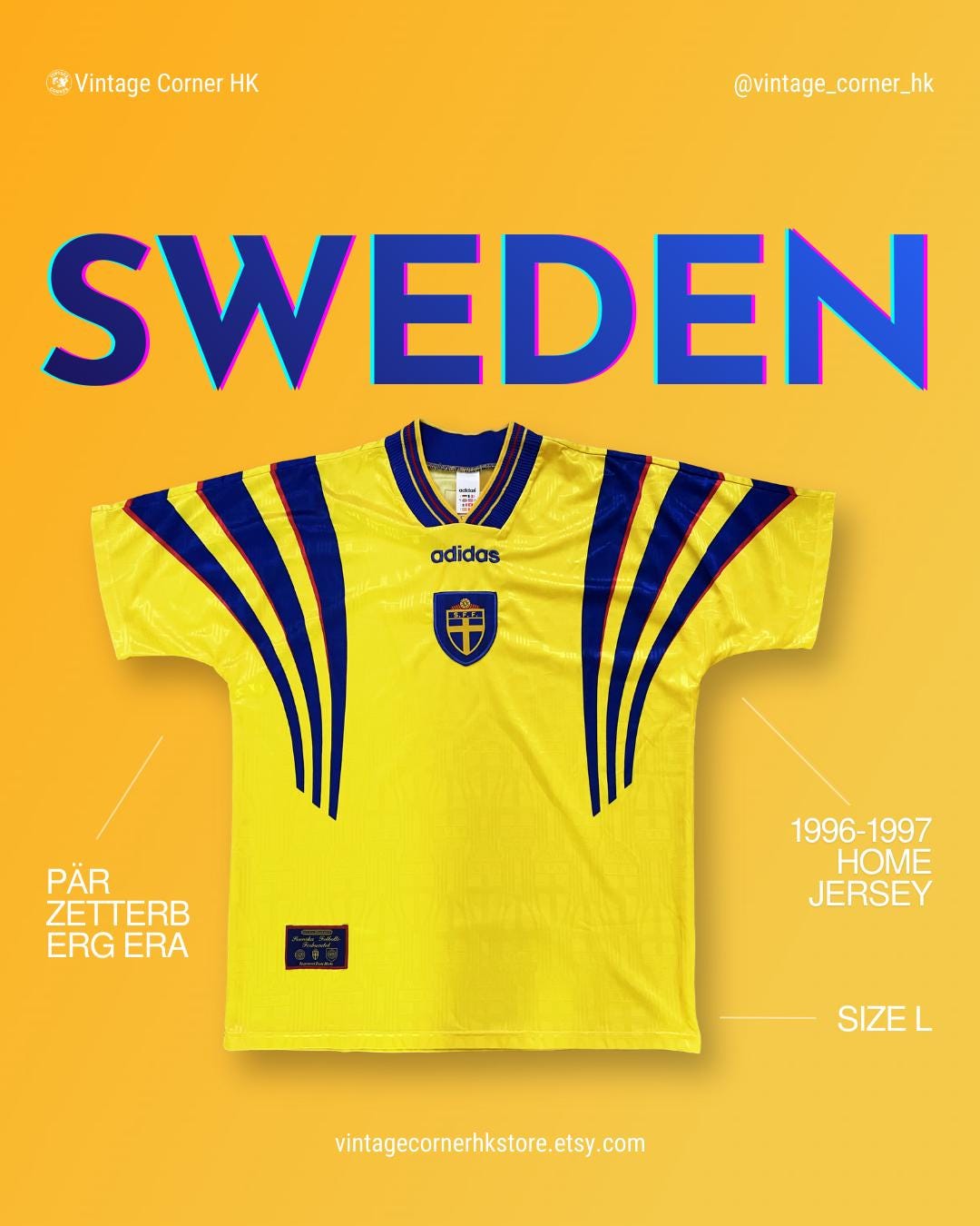1996–1997 Sweden Home Shirt Adidas Vintage Size L - Etsy