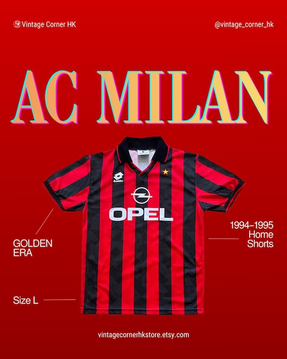 1994–1995 AC Milan Home Shirt Lotto Vintage Size L - Etsy