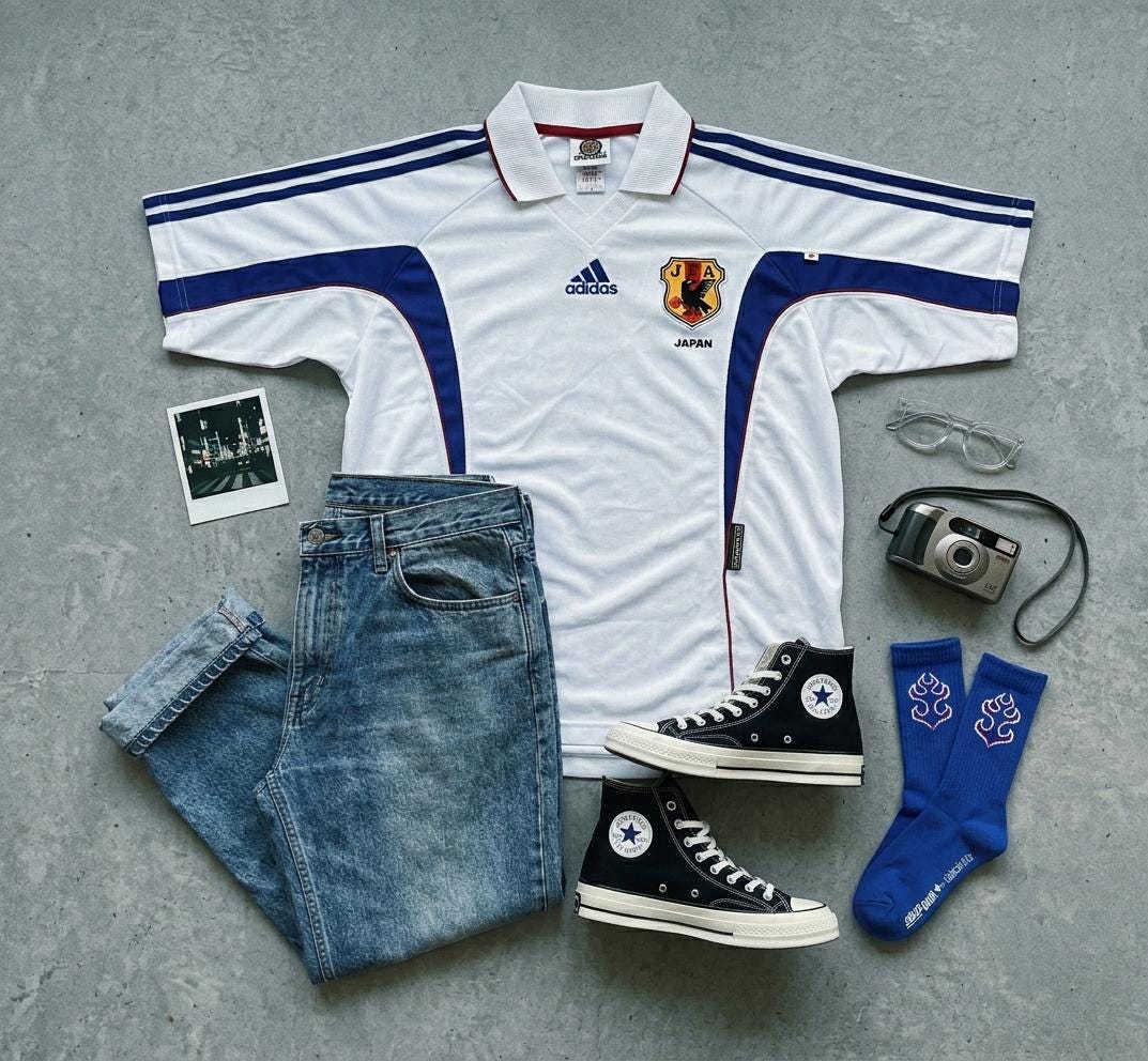 1999–2000 Japan Away Shirt | Adidas Vintage Football Shirt | Size