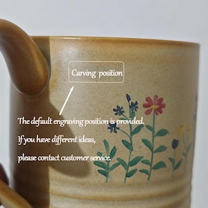Taza de cerámica pintada a mano con diseño floral y asa para amantes del café, regalo personalizado, taza de leche, taza de espresso. imagen 6