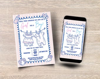 Uitnodiging roze en blauwe waslijn: bewerkbare canva-sjabloon, afdrukbare en mobiele versies